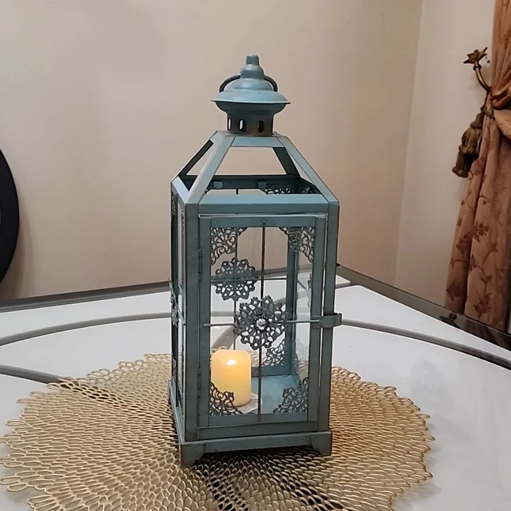 Greenish gold vintage finish lantern pier 1 ,13 length*5 wide for your occasio,